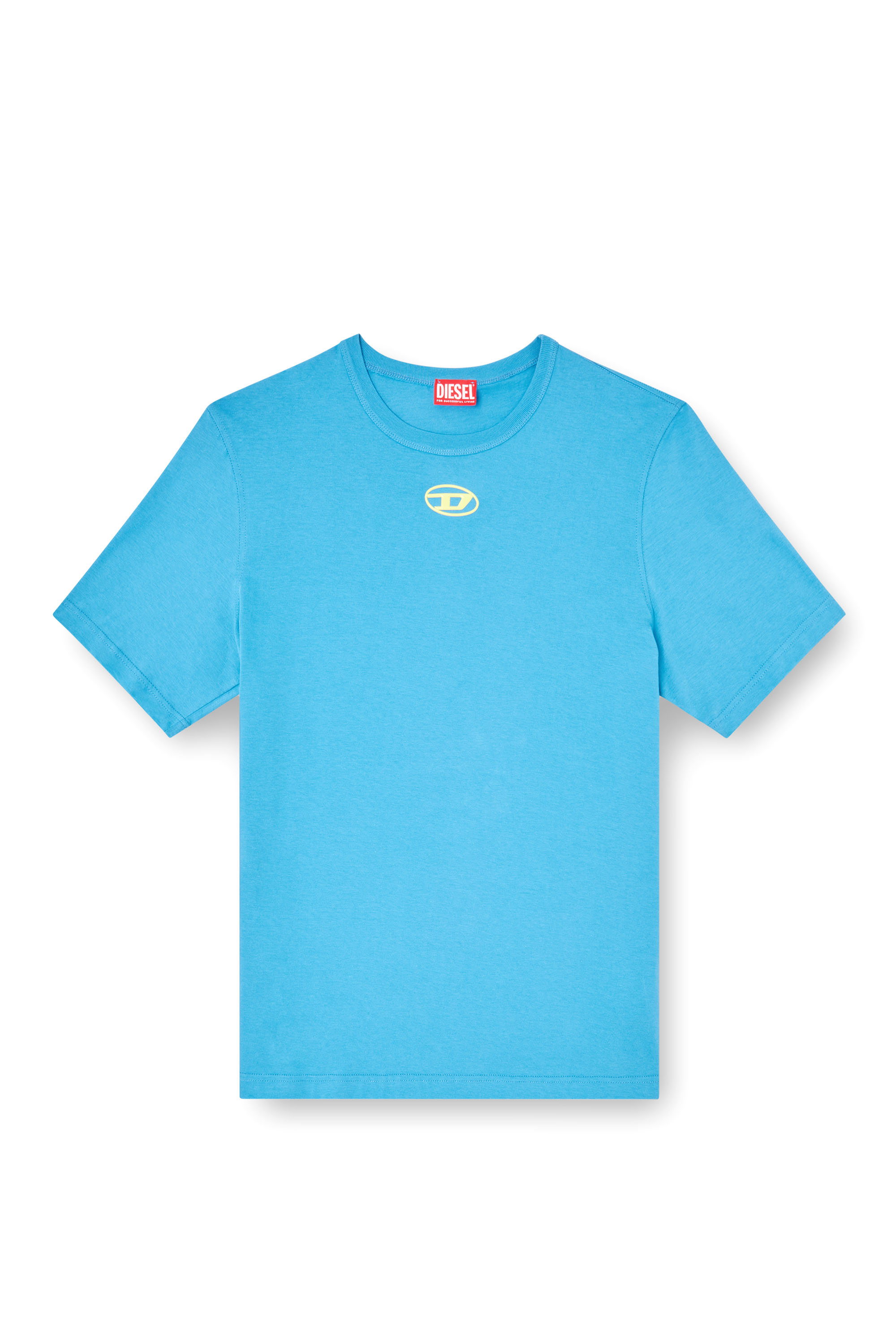 Diesel - T-ADJUST-OD, T-shirt avec logo Oval D métallisé Homme in Bleu - 2