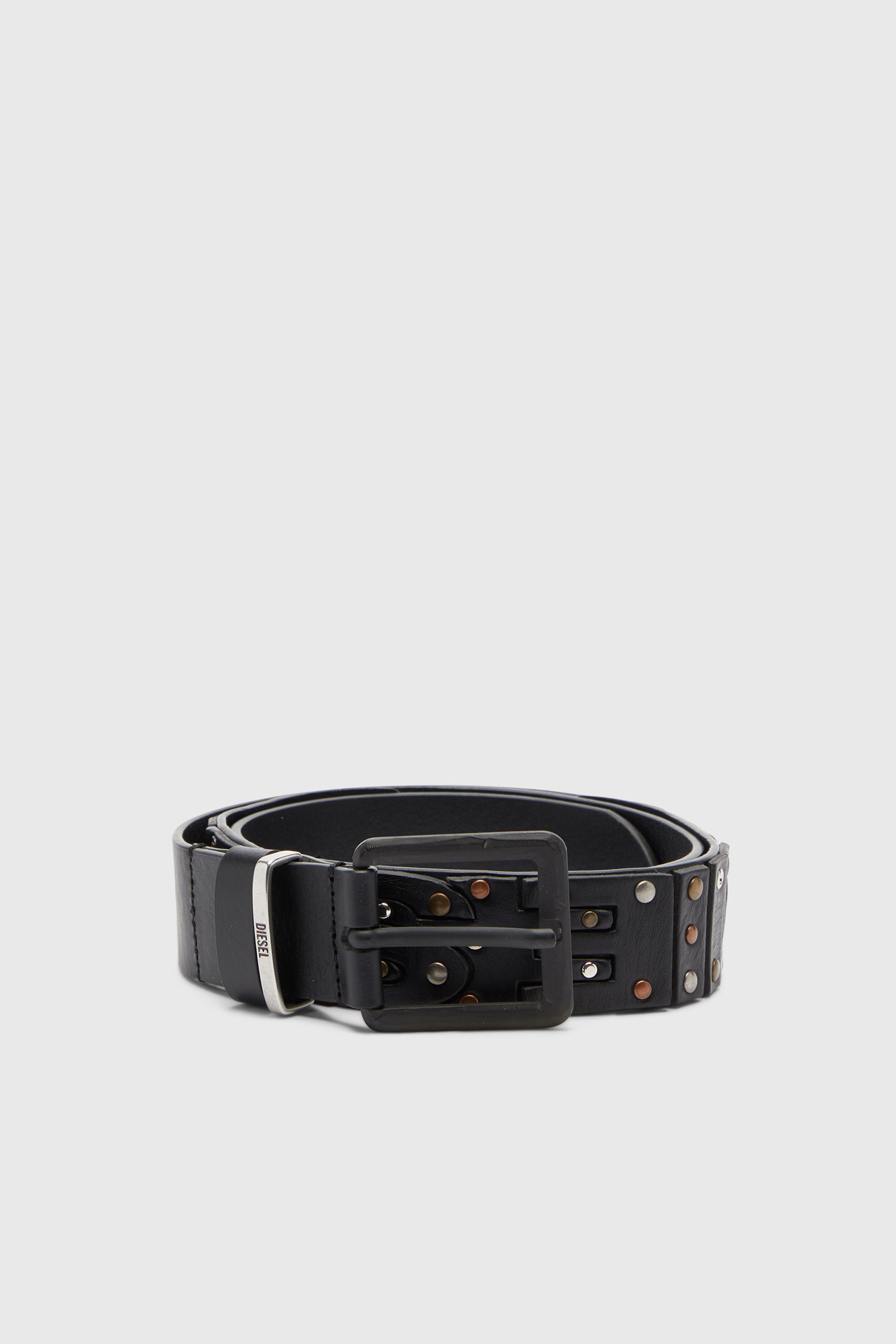 Diesel - B-DSL RIVETS, Ceinture 4 cm en cuir avec clous et rivets Mixte in Noir - 1