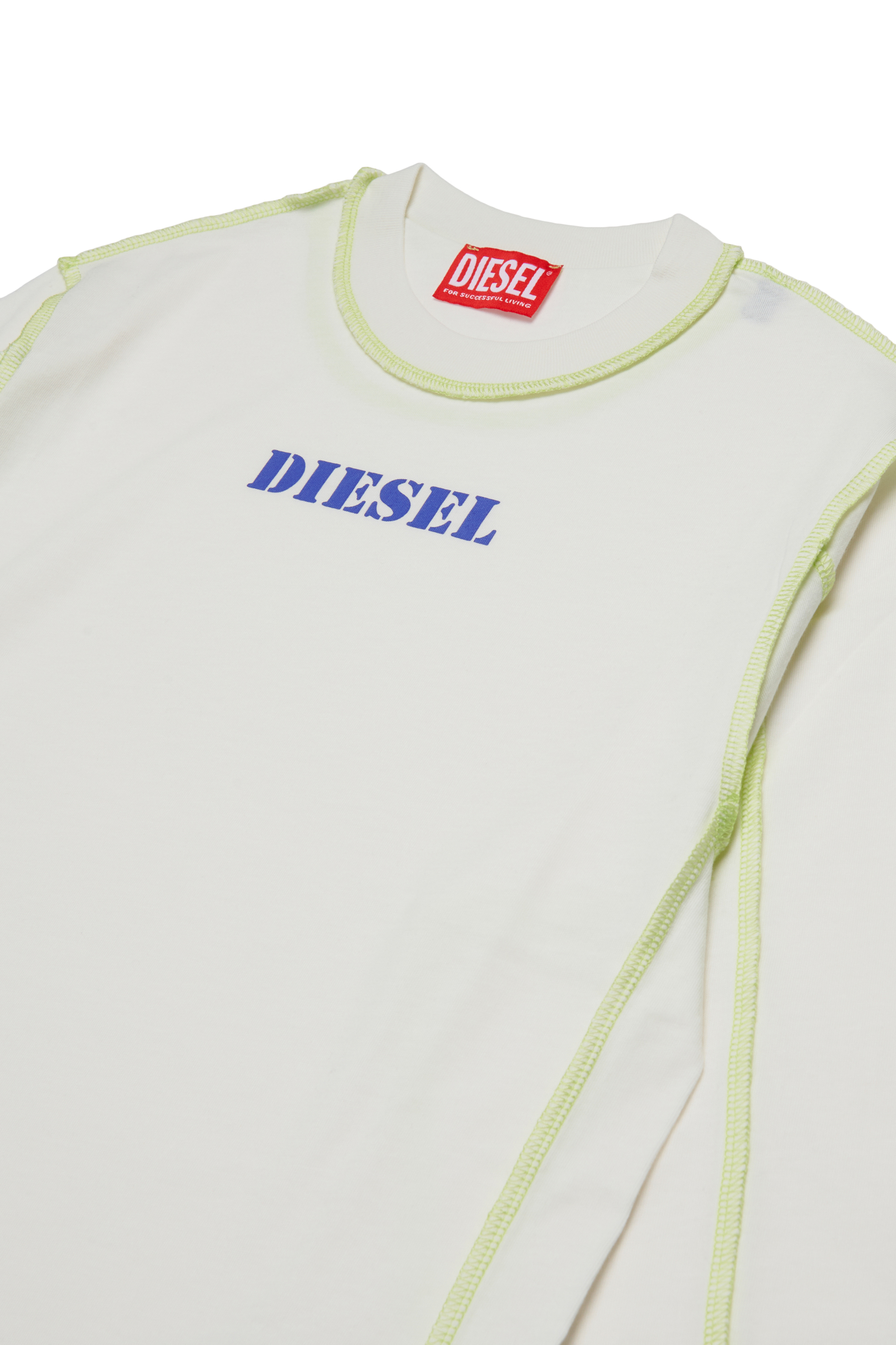 Diesel - TCRAORLS OVER, Man's Cotton t-shirts with contrasting stitches in White - 3