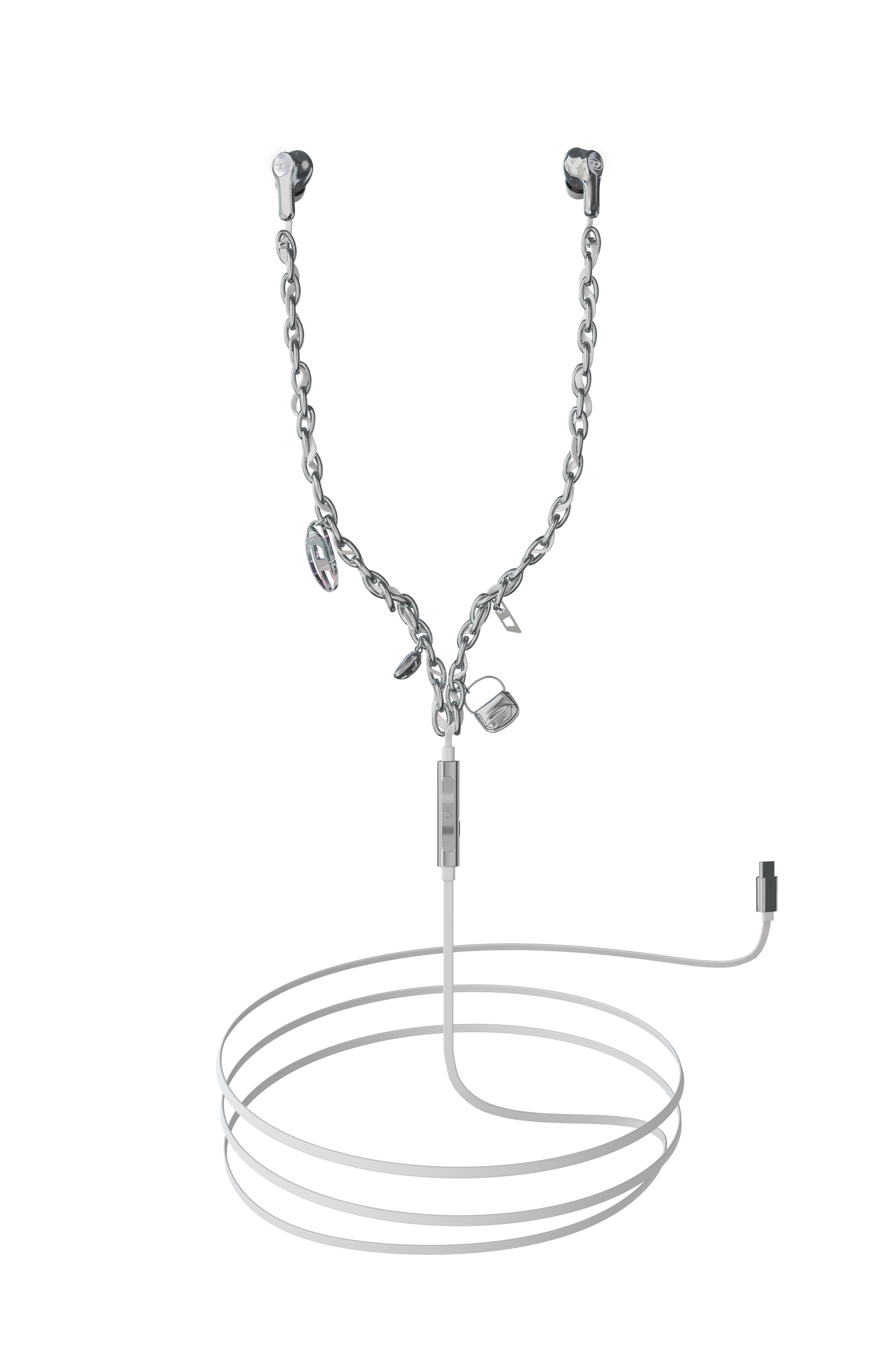 Diesel - 60458  WIRED EARBUDS WIRED EARBUDS, &Eacute;couteurs filaires et charms Mixte in Gris argent&eacute; - 1