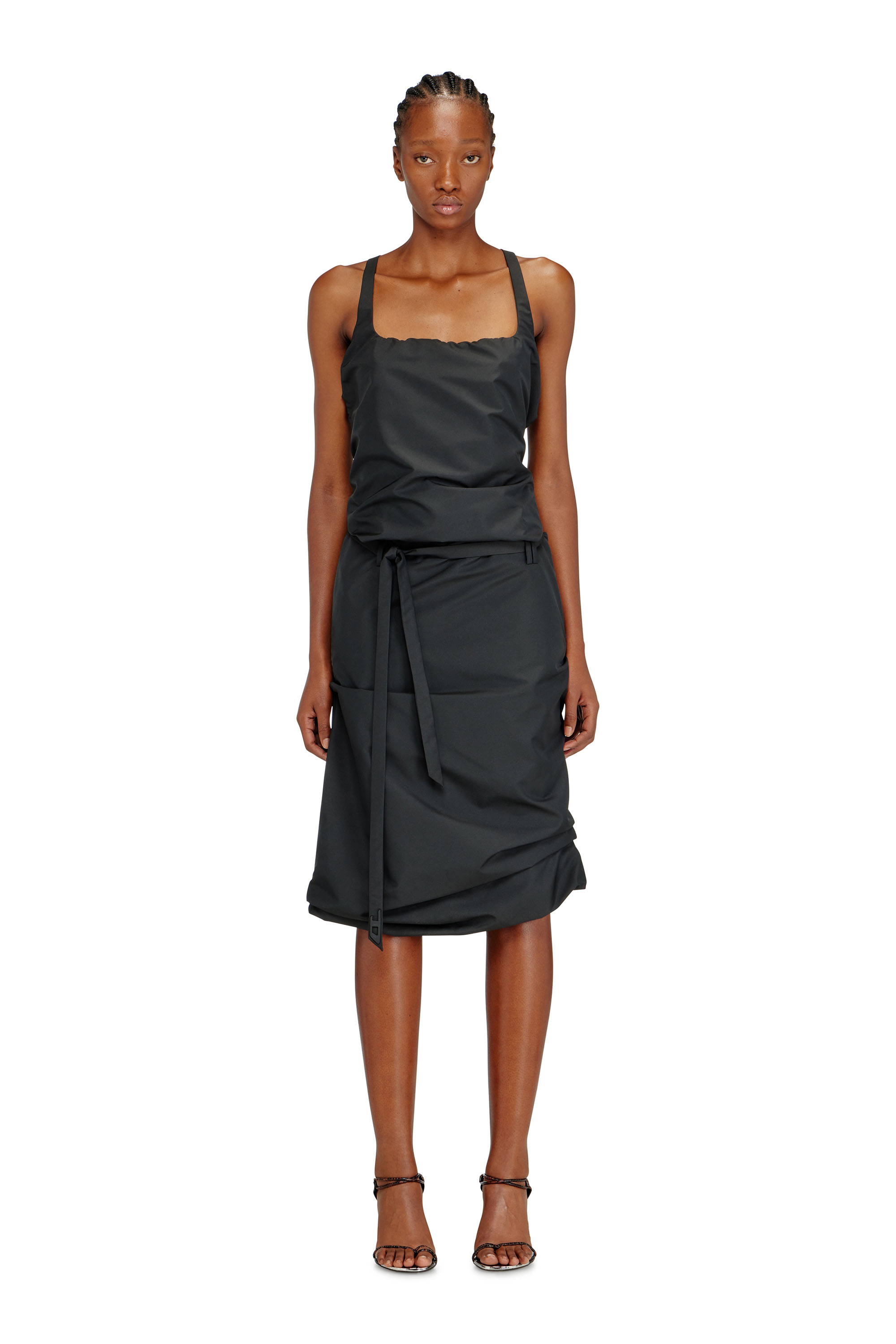 Diesel - D-SANAT, Robe tablier dos nu en taffetas Femme in Noir - 3