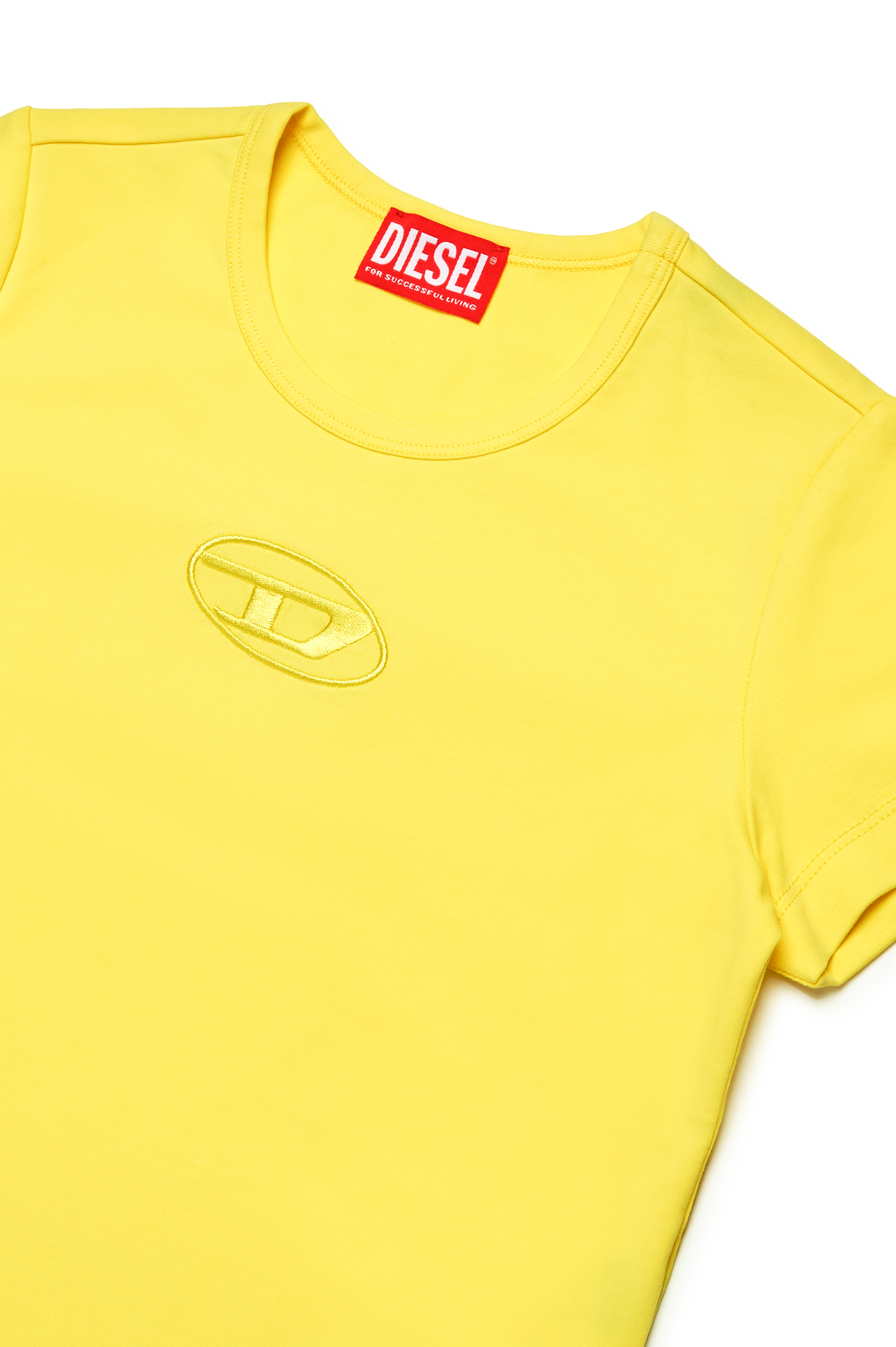 Diesel - TANGIEX, Femme T-shirt avec broderie Oval D ton sur ton in Jaune - Image 3