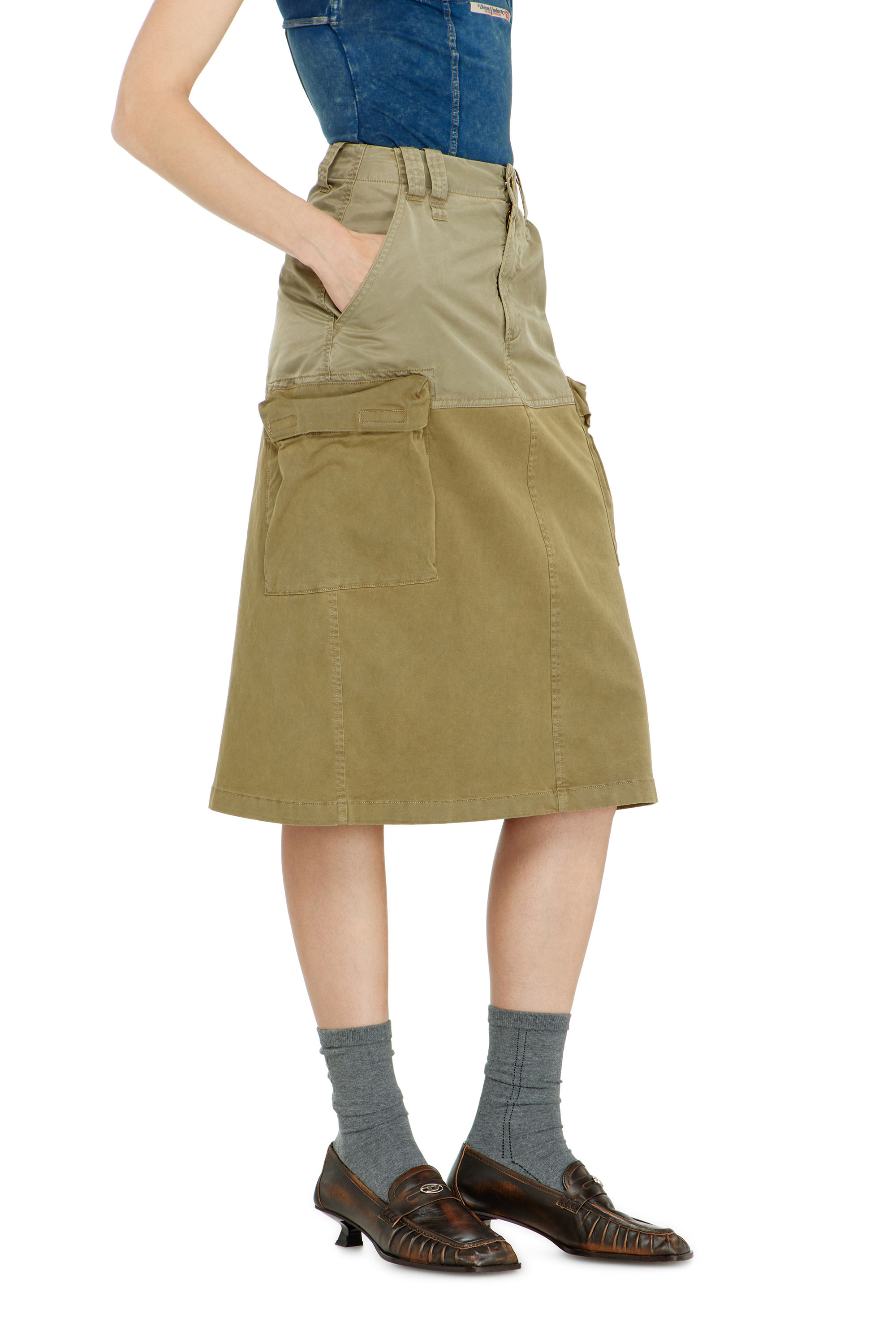 Diesel - O-DELE, Jupe cargo midi en coton et nylon Femme in ToBeDefined - 3