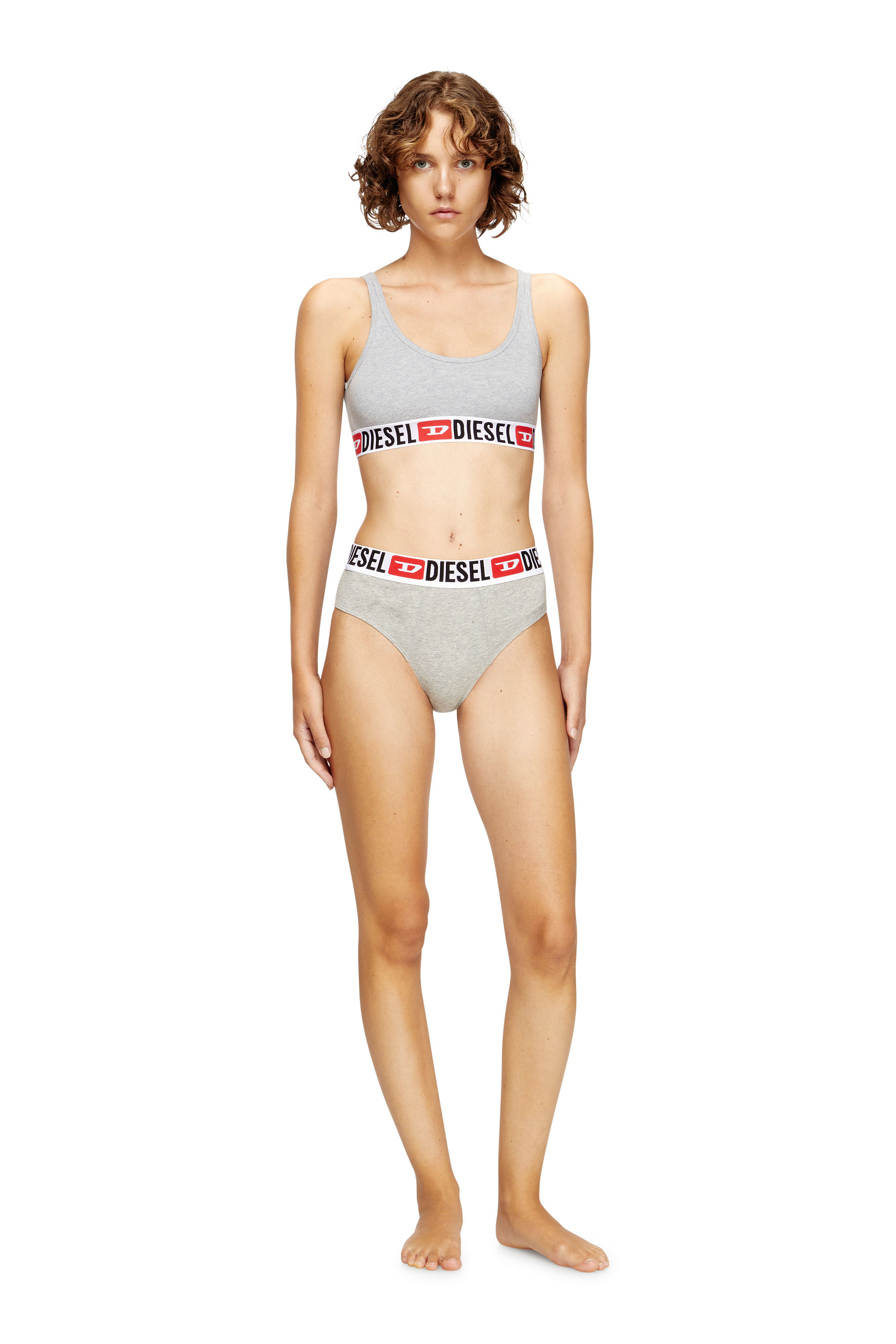 Diesel - UFSB-ORIBA, Bralette avec bande logo Femme in Gris - 2