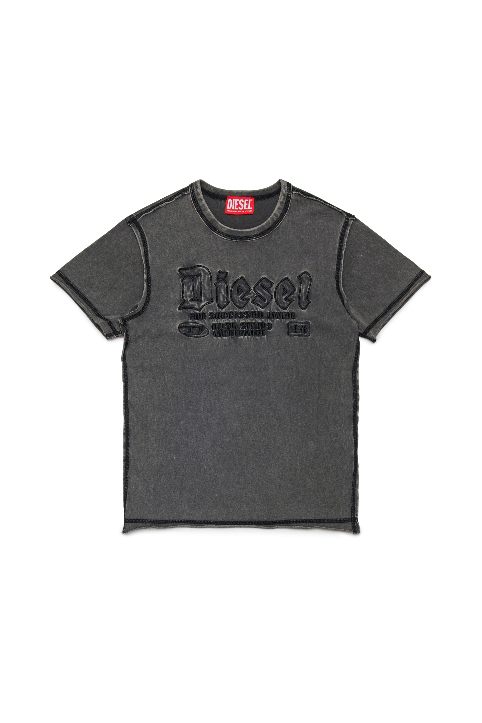 Diesel - TRAWJUST, T-shirt en coton avec logo en relief Homme in Noir - 1