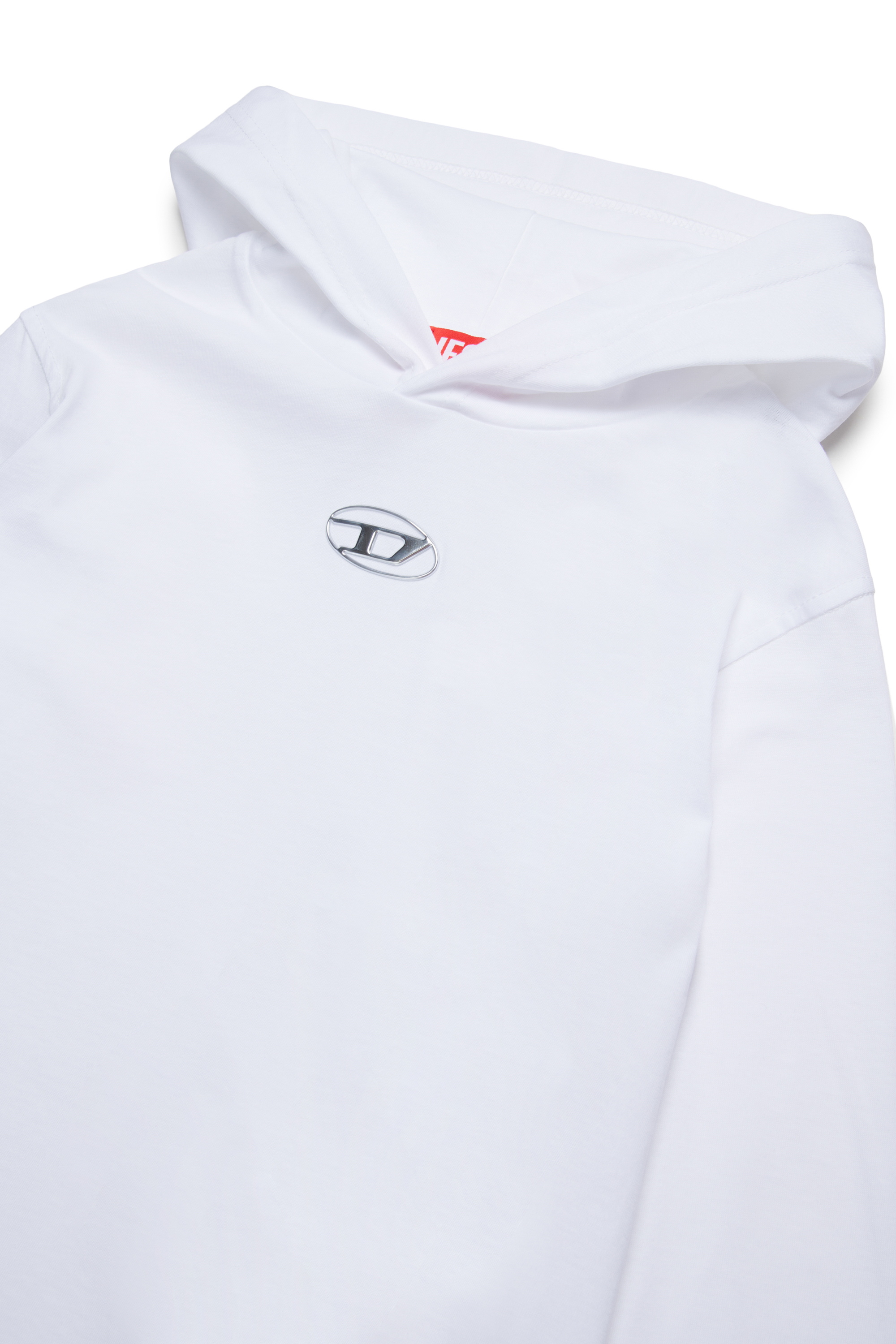 Diesel - TNICK OVER, T-shirt à capuche avec logo Oval D effet métal Homme in Blanc - 3