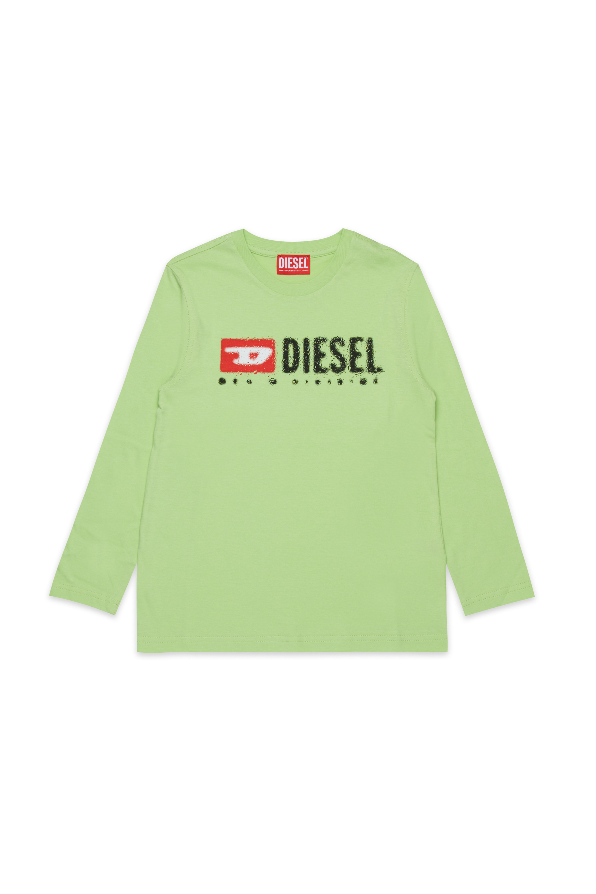 Diesel - TDROPS, T-shirt ras du cou en coton avec logo imprimé Homme in Vert - 1