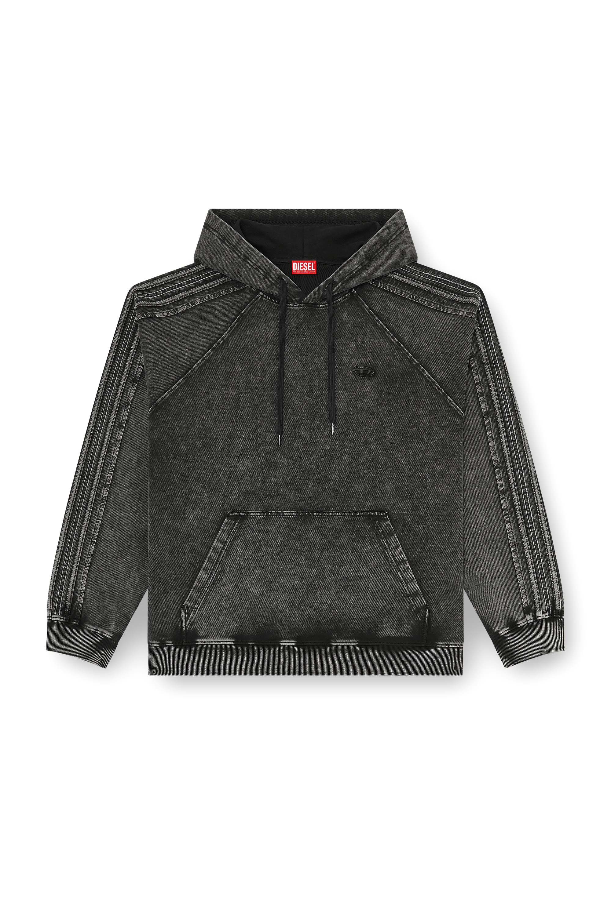 Diesel - S-ALTBOXT-HOOD, Sweat &agrave; capuche en coton lav&eacute; avec broderie Oval D Homme in Noir - 2