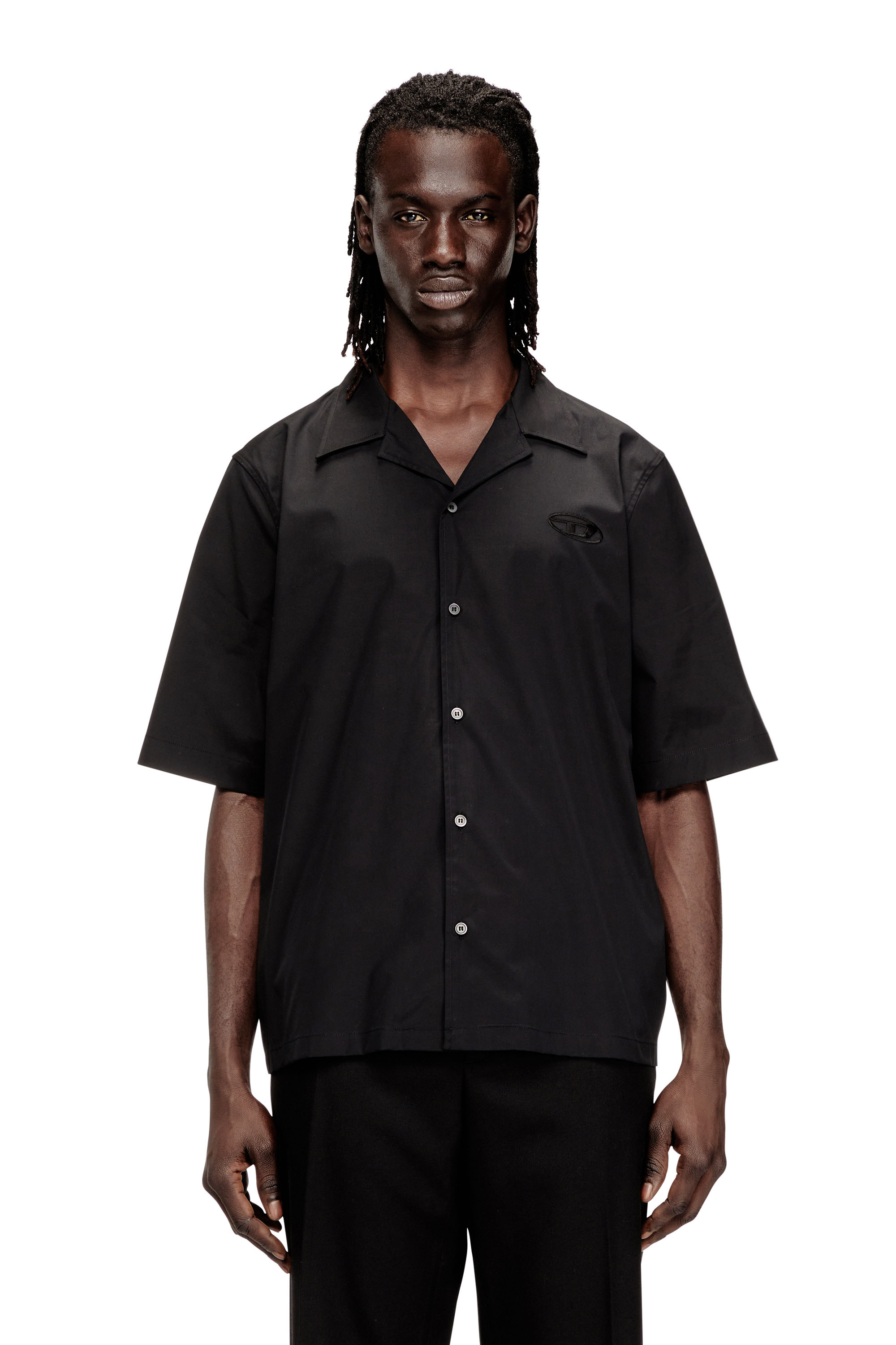 Diesel - S-MAC-GSBH, Chemise en popeline stretch avec broderie Oval D Homme in Noir - 3