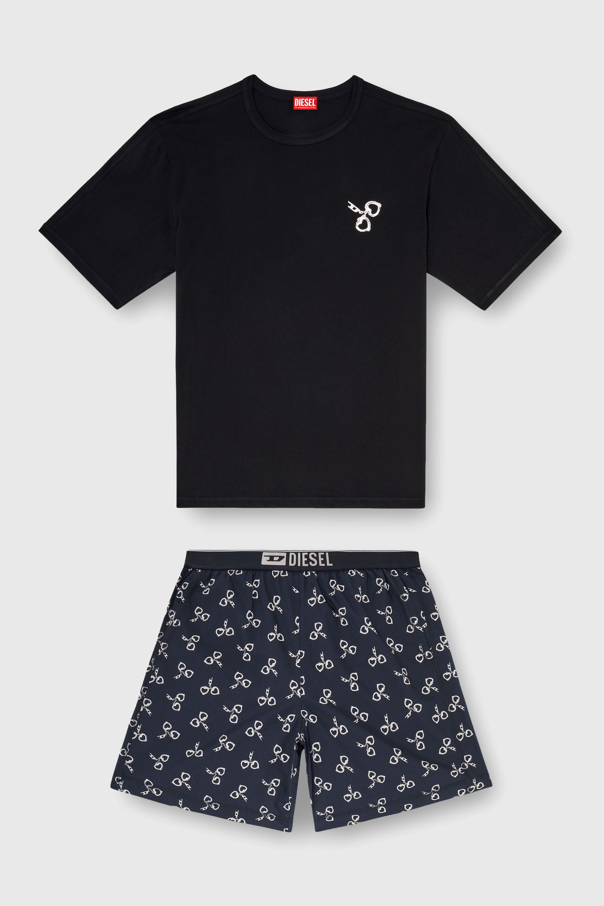 Diesel - KIT-JAMES-D-BOX, Pyjama en coton avec motif menottes Homme in Noir - 2