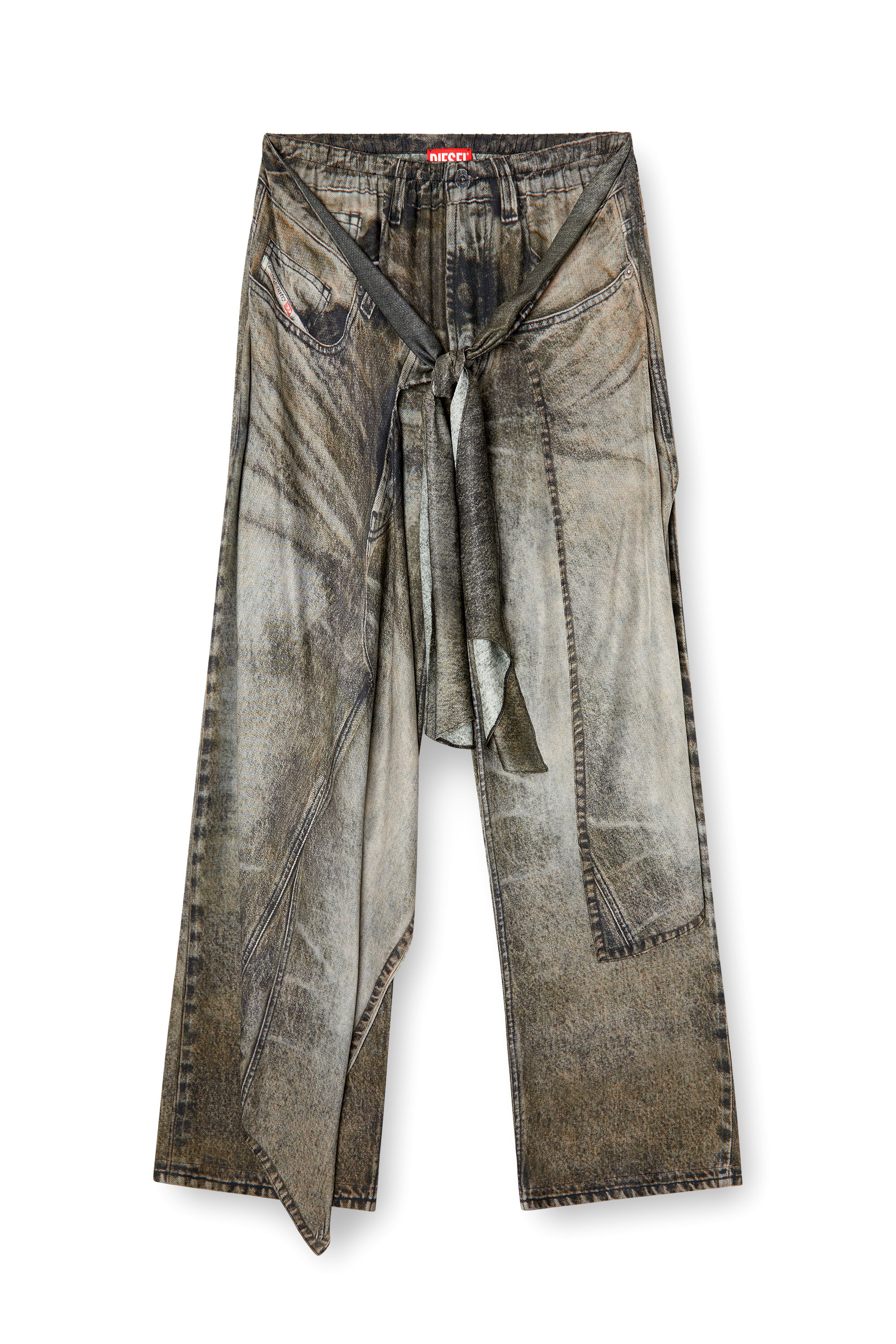 Diesel - P-ALOMA, Pantalon croisé en viscose effet denim Femme in Gris - 3